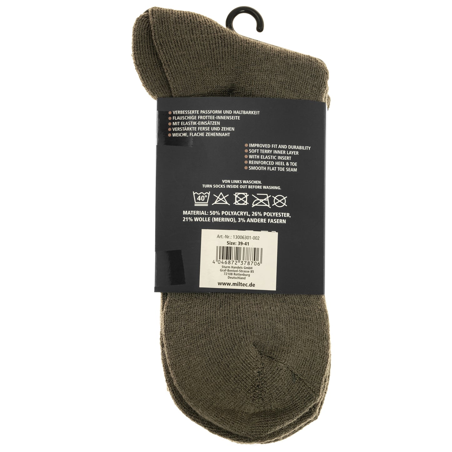 Skarpety Mil-Tec Merino - Olive - 2 pary