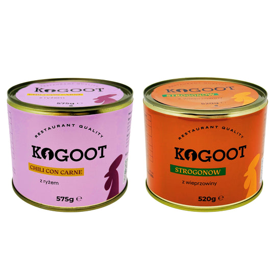Żywność konserwowana Kogoot - Chili con carne 575 g, Strogonow 520 g