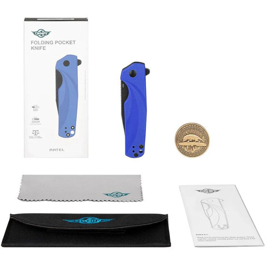 Nóż składany Oknife Ratel Blue - stal nierdzewna 154CM