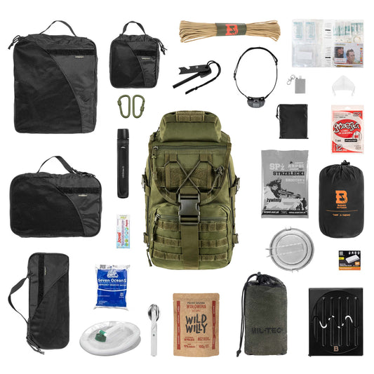 Plecak ewakuacyjny Badger Outdoor Sarge 30 l Olive V2 - z wyposażeniem