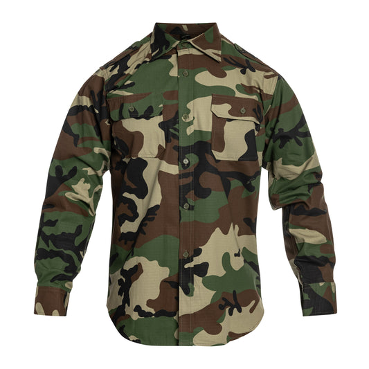 Koszula taktyczna Mil-Tec Ripstop Long Sleeve - Woodland