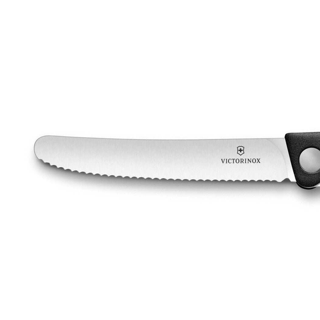Nóż składany kuchenny Victorinox Black - ząbkowany z zaokrąglonym czubkiem