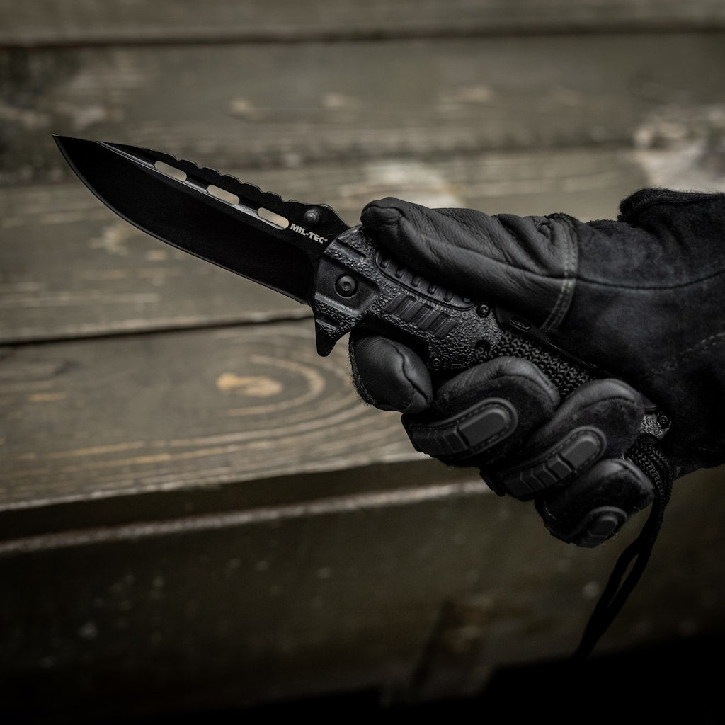 Nóż składany Mil-Tec Paracord z krzesiwem - Black