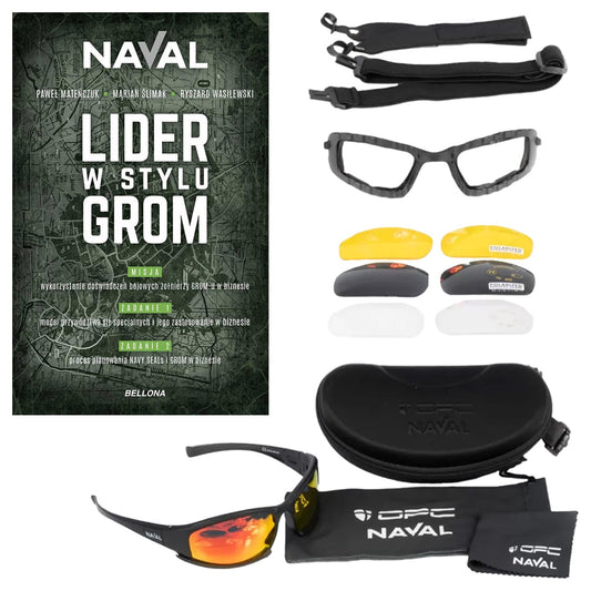 Okulary ochronne OPC Outdoor Extreme Naval Set + książka "Lider w stylu GROM" - zestaw