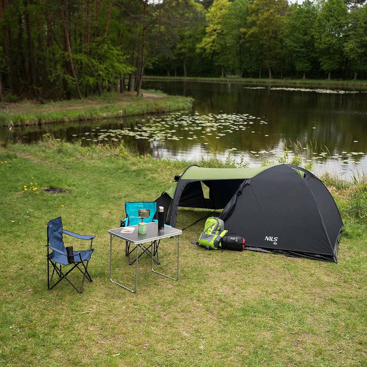 Namiot 4-osobowy Nils Camp Trekker NC6012 - Czarno-Zielony