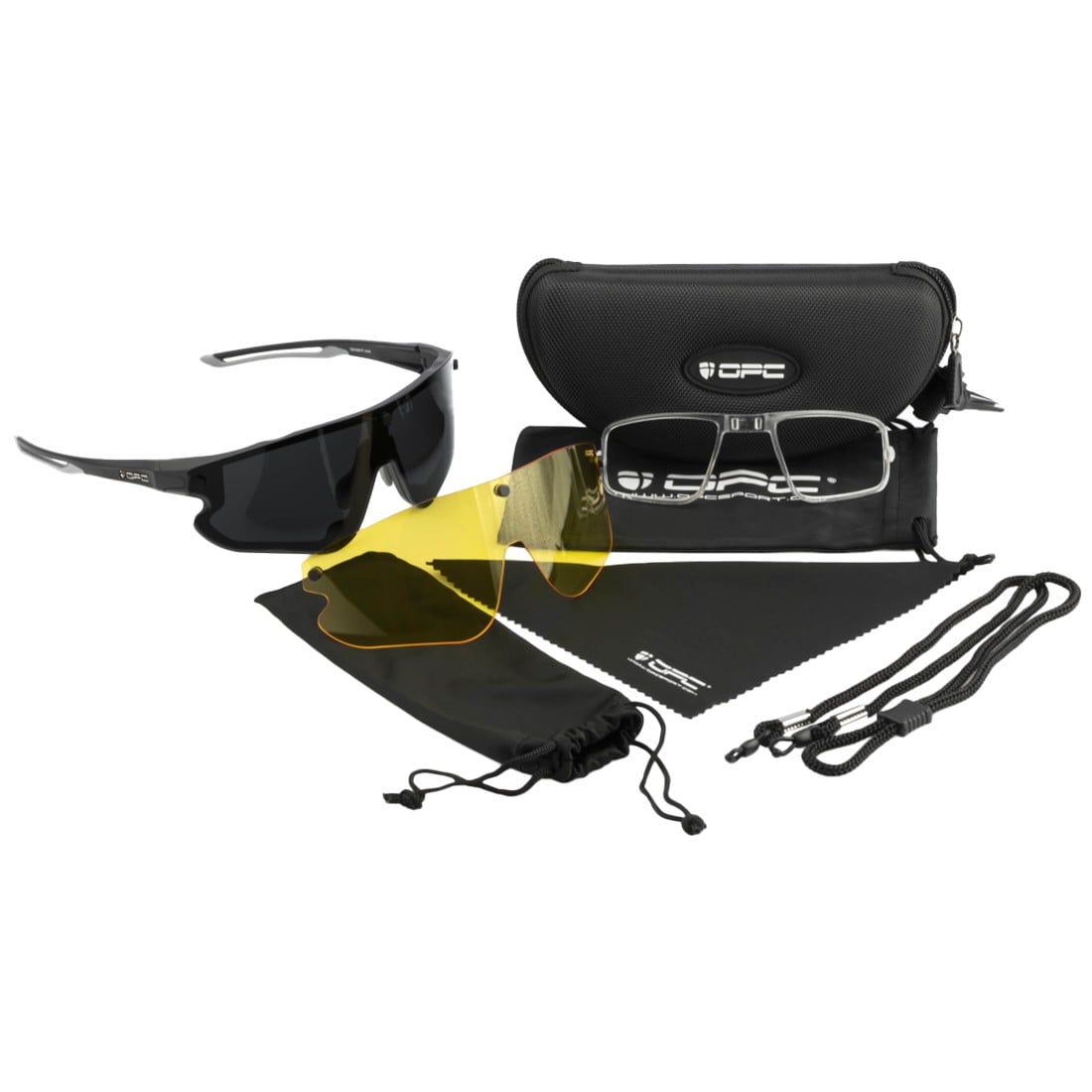 Okulary przeciwsłoneczne OPC All Round Morpho - Matt Black/Smoke/Yellow Set