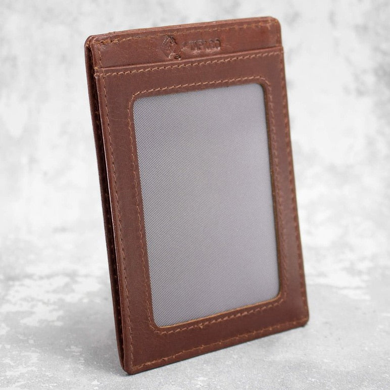 Skórzane etui ochronne RFID Stop Koruma na kartę płatniczą - brown
