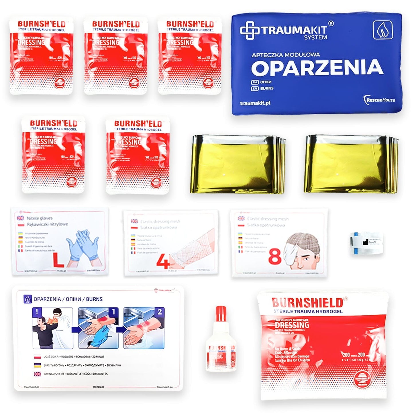 Apteczka modułowa AedMax Trauma Kit O Niebieska - Oparzenia Burnshield