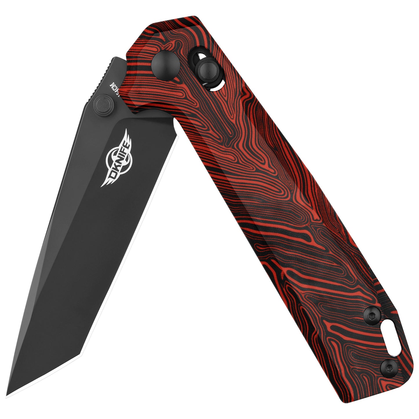 Nóż składany Oknife Rubato Damascus G10 Black/Red - stal nierdzewna 154CM