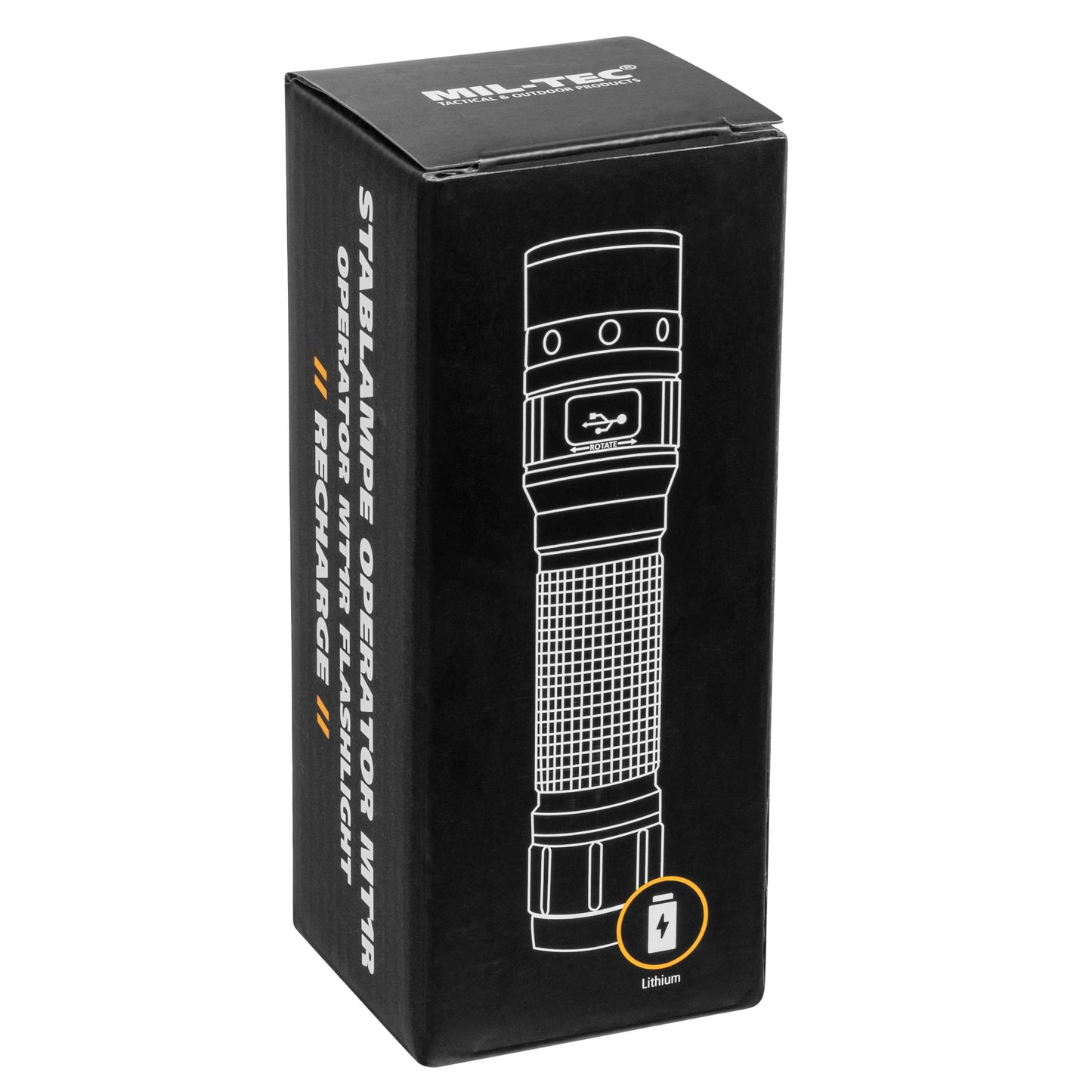 Latarka Mil-Tec Operator MT1R Recharge Black - 500 lumenów