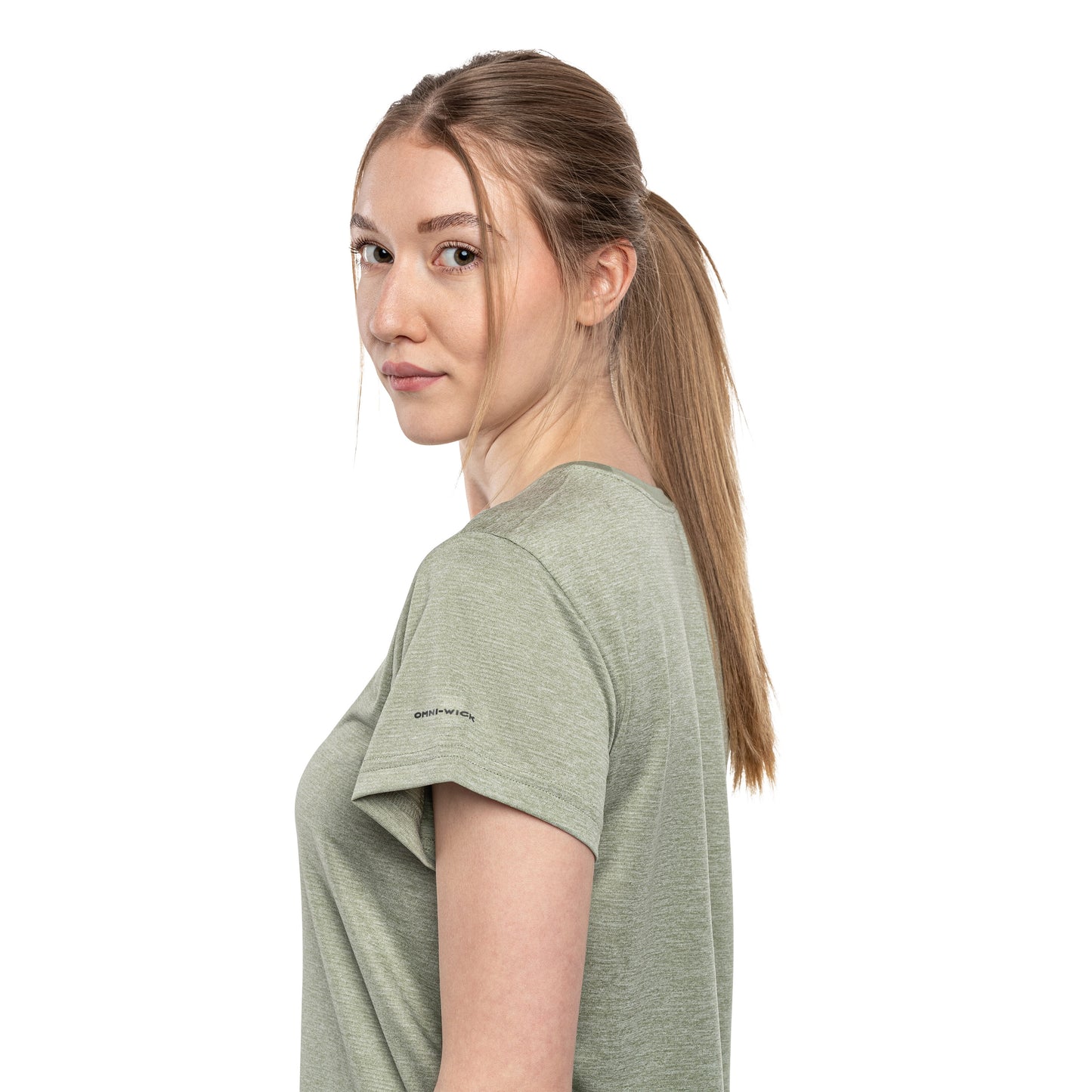 Koszulka T-shirt damska Columbia Bluevista Hill Short Sleeve Crew - Safari Heather