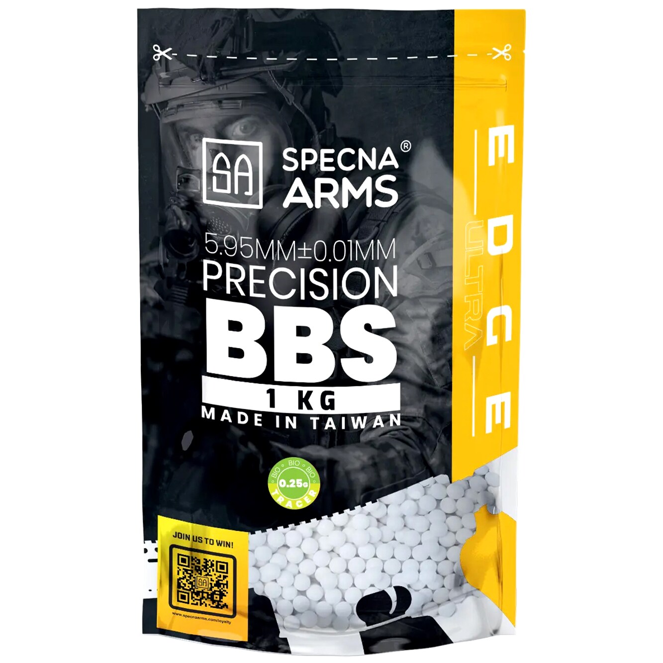 Kulki precyzyjne ASG Specna Arms EDGE Ultra Bio Tracer 0,25 g 1 kg - Green