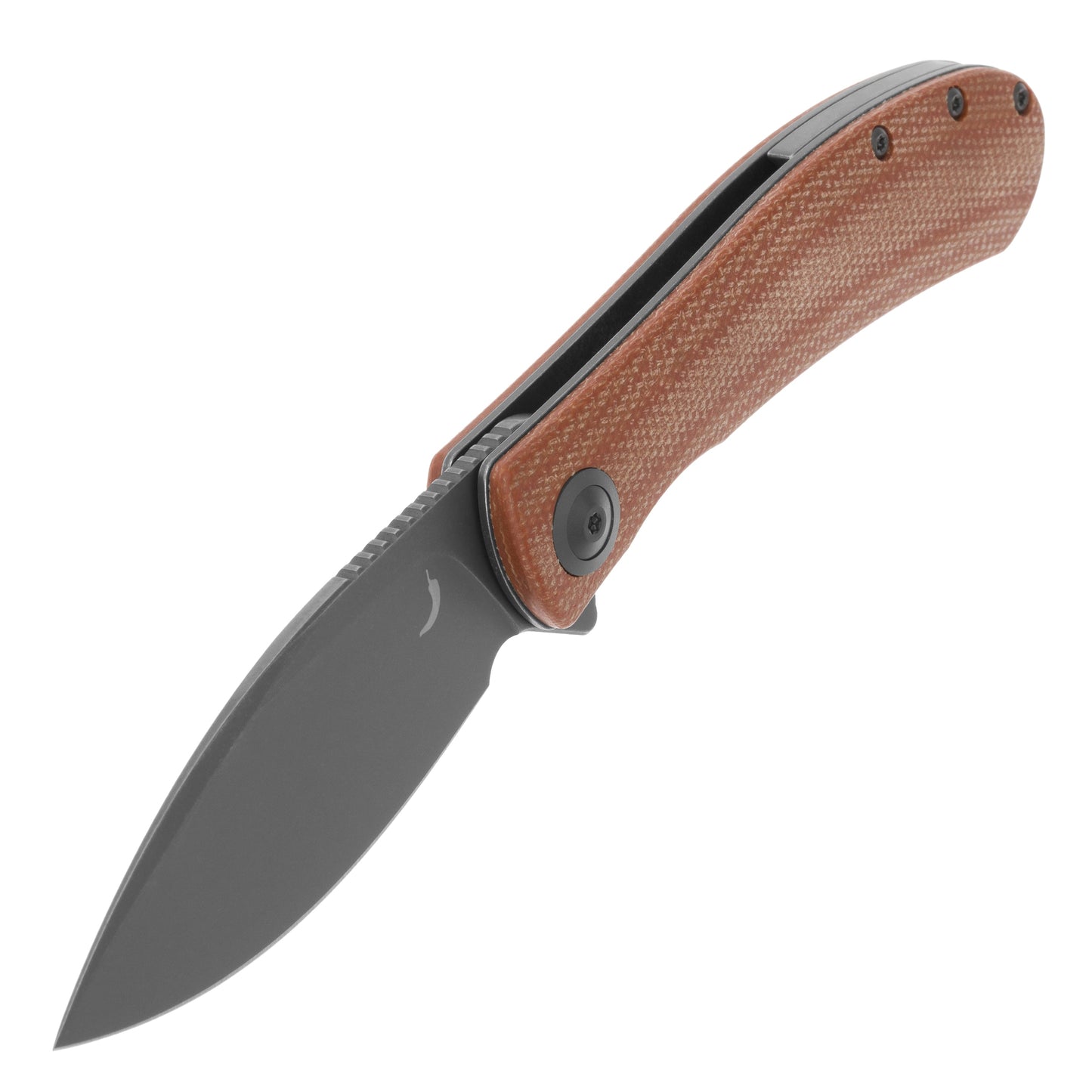 Nóż składany Trollsky Knives Mandu EVO Grey Stonewashed 14C28N/Brown Micarta
