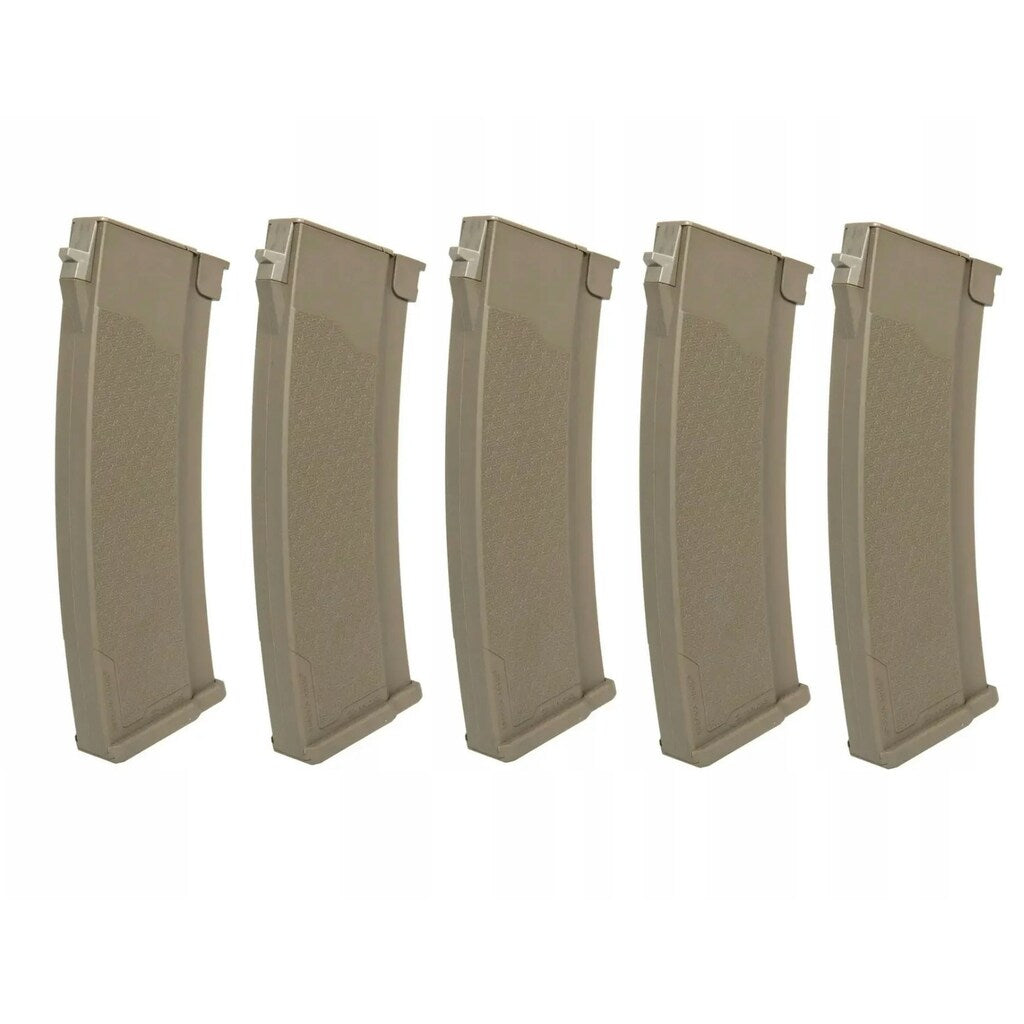 Zestaw 5 magazynków Hi-Cap Specna Arms S-Mag do replik z serii J - Tan