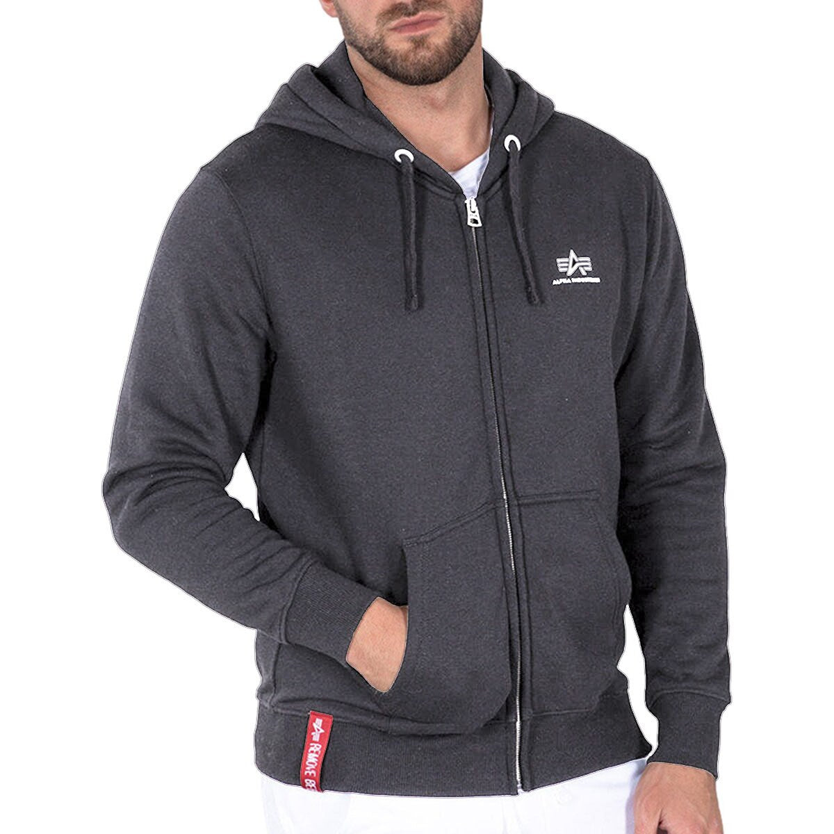 Bluza Alpha Industries Basic Zip Hoody Small Logo - Vintage Grey