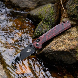 Nóż składany Oknife Rubato Damascus G10 Black/Red - stal nierdzewna 154CM