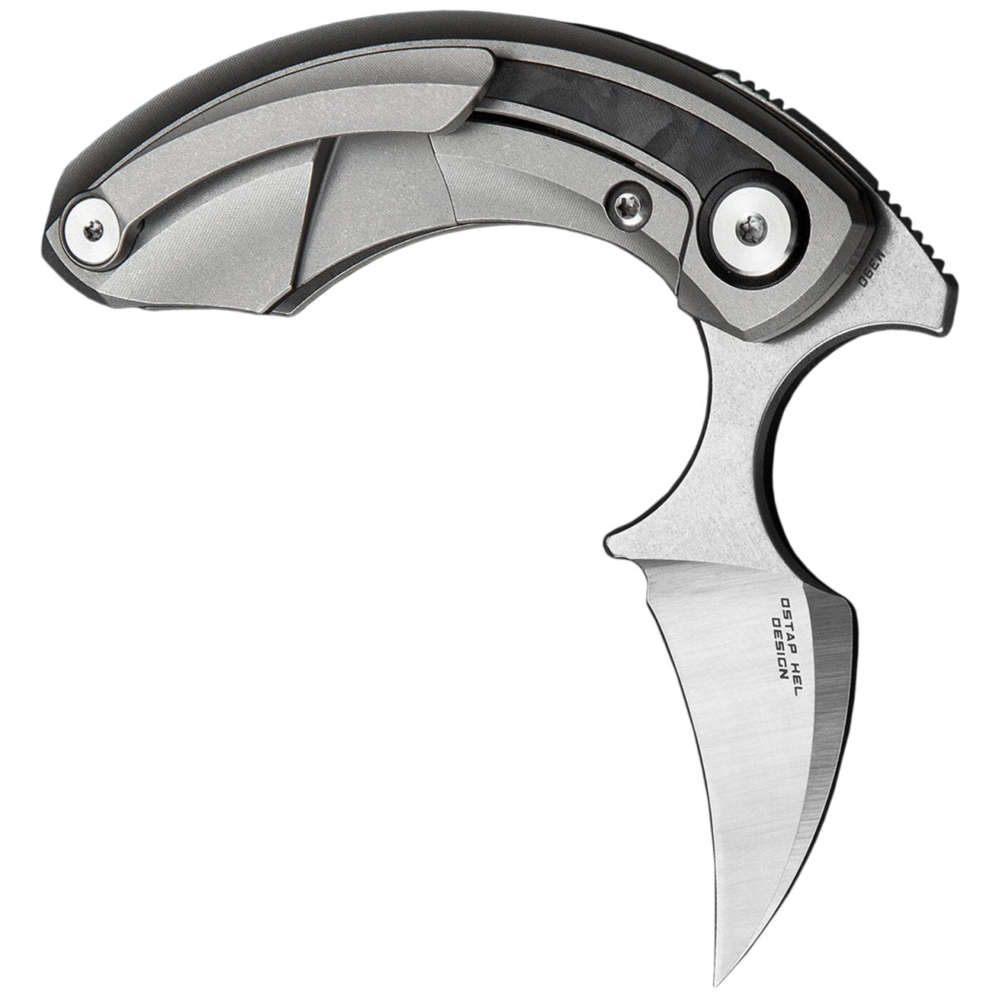 Nóż składany Bestech Knives Strelit - Satin/Grey Titanium Black Blue Marble Carbon Fiber