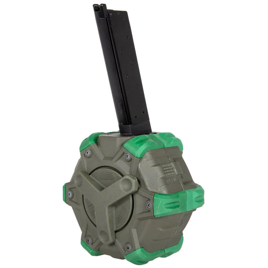 Magazynek bębnowy ASG WE do replik gazowych 1911 - Green