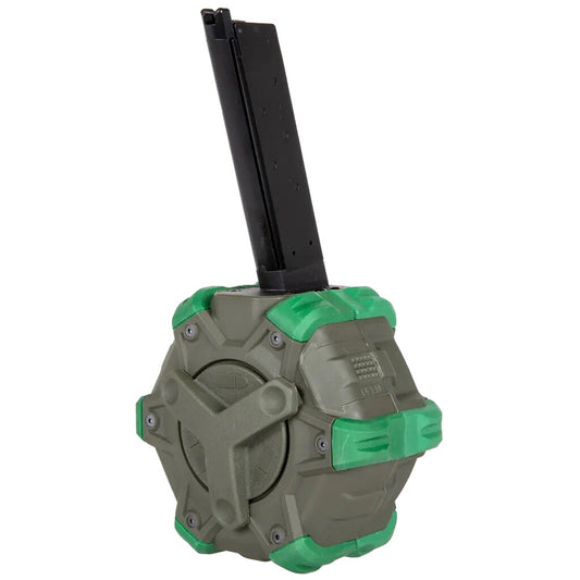 Magazynek bębnowy ASG WE do replik gazowych 1911 - Green