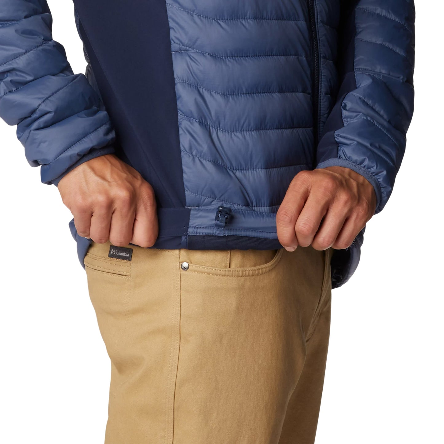 Kurtka Columbia Powder Pass Hooded Hybrid Down Jacket - Dark Mountain/Collegiate Navy