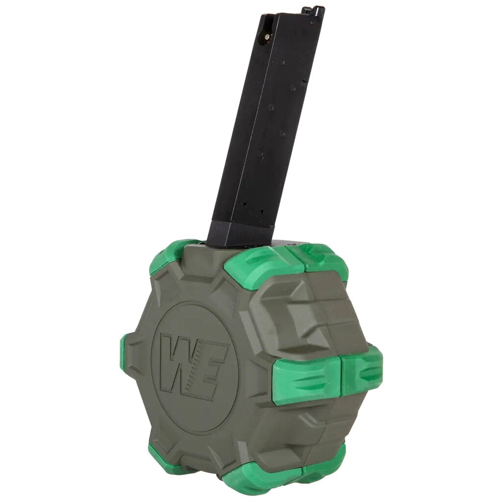 Magazynek bębnowy ASG WE do replik gazowych 1911 - Green
