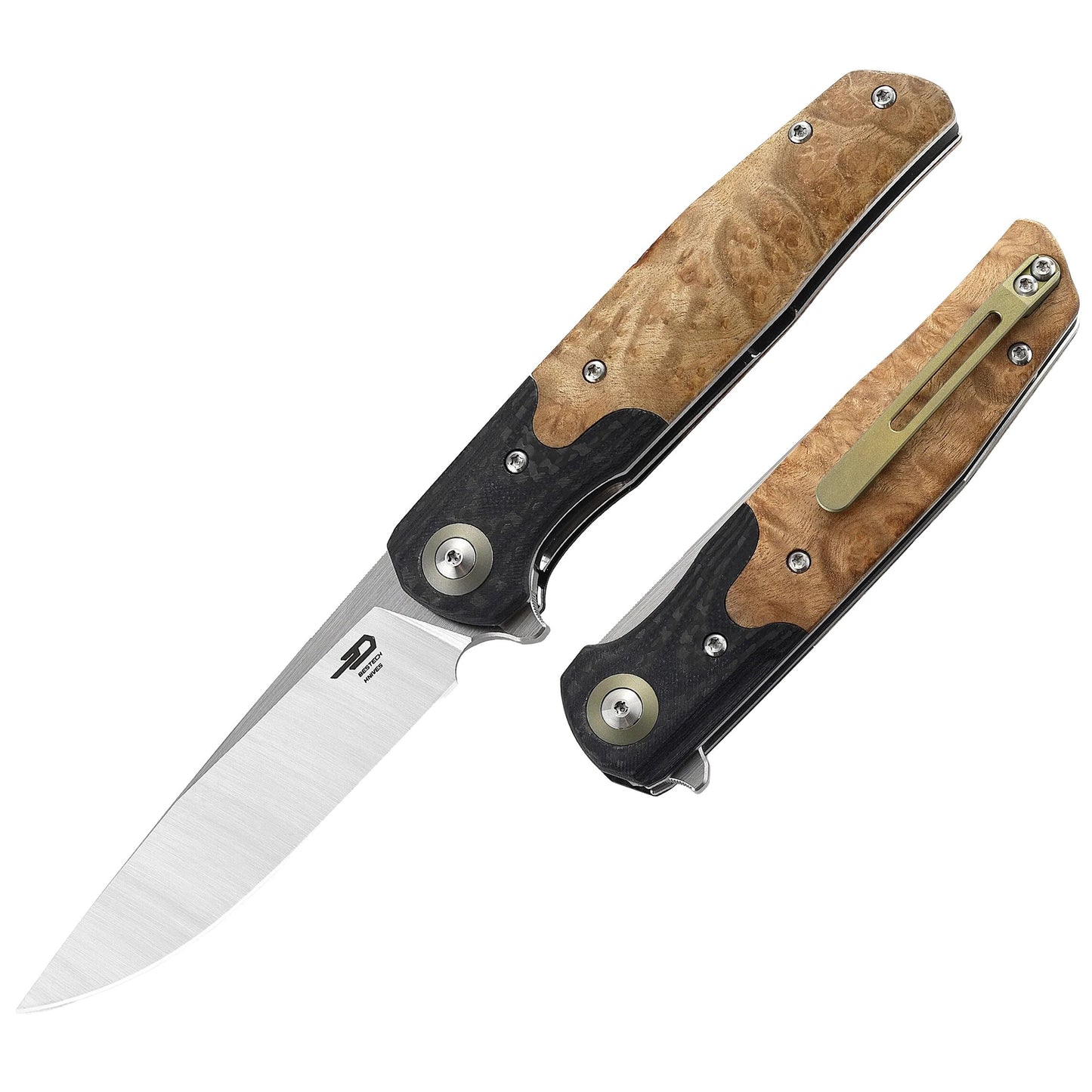 Nóż składany Bestech Knives Ascot - Wood/Satin Blade