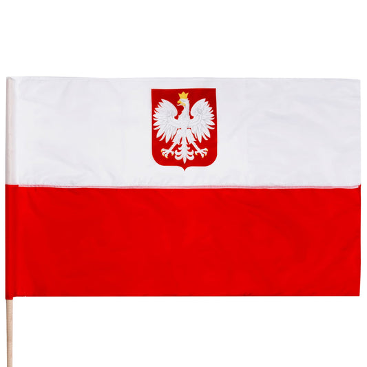 Flaga Polski z godłem - 112 x 70 cm