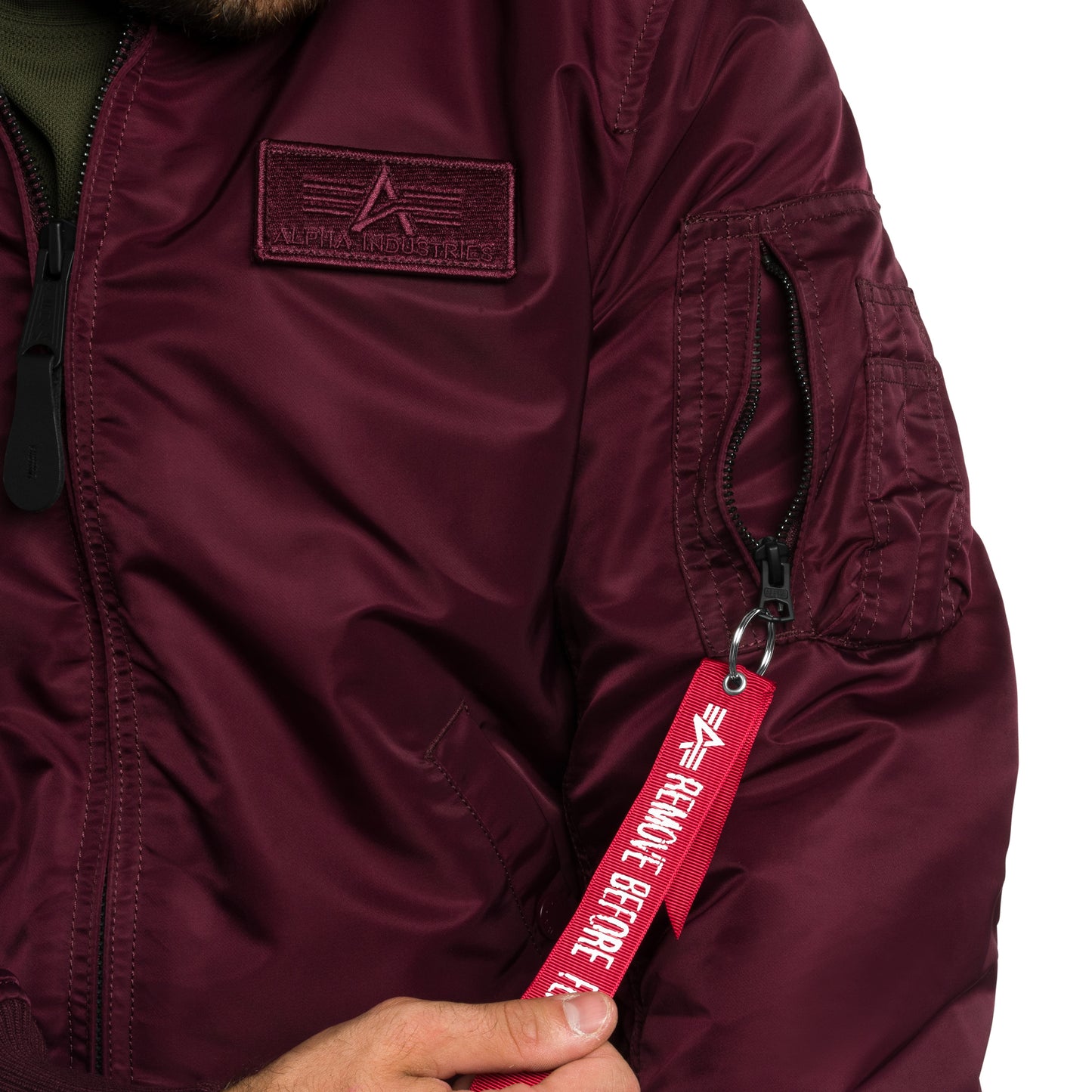Kurtka Alpha Industries MA-1 Zip Hood Backprint Bomber - Dark Cherry