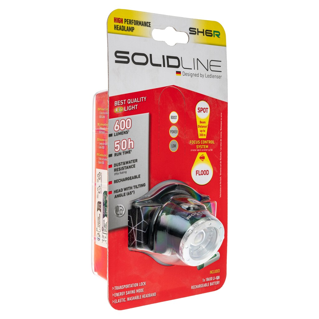 Latarka czołowa Ledlenser SH6R Solidline Black - 600 lumenów