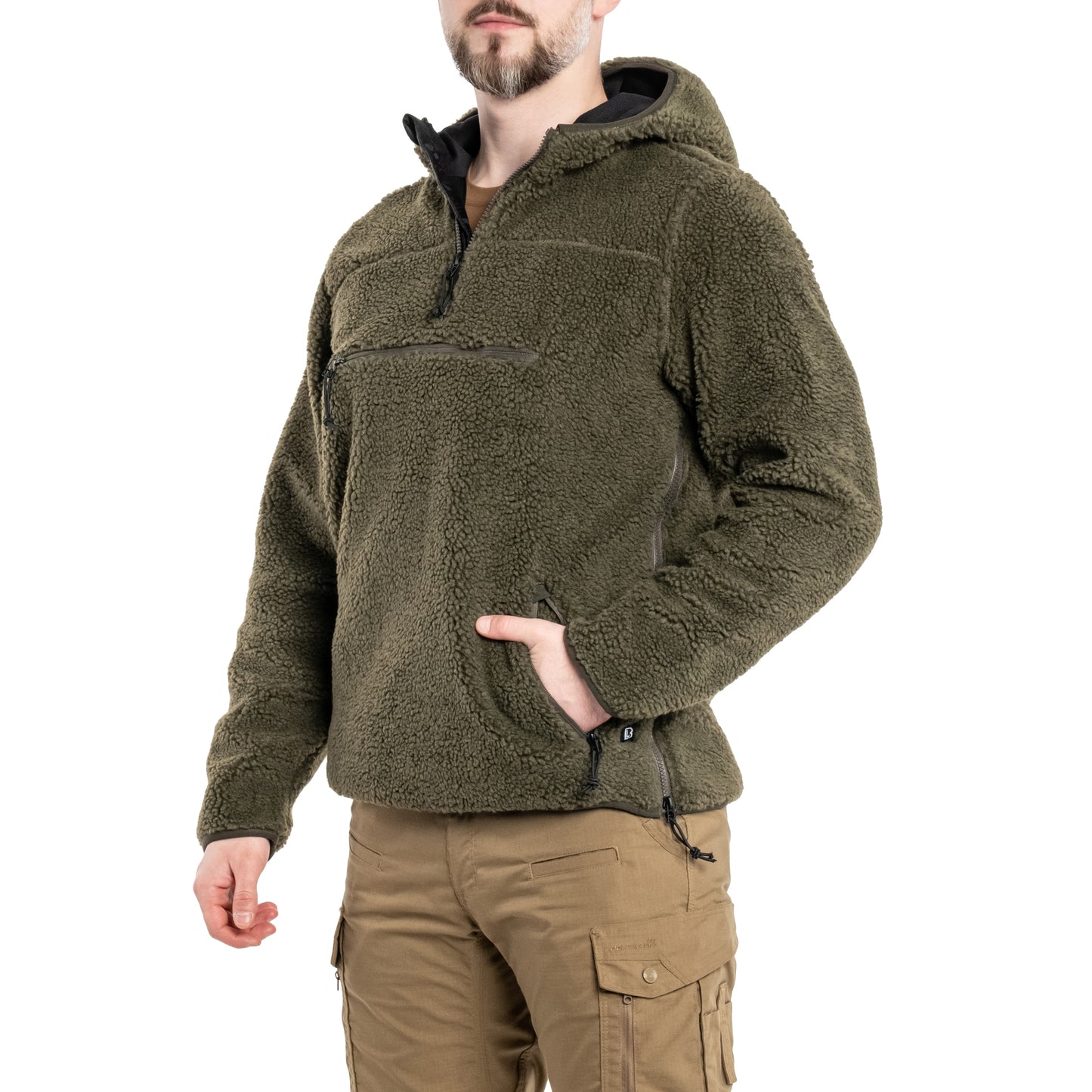 Polar Brandit Teddyfleece Worker Pullover - Olive