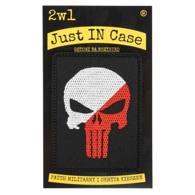 Naszywka Punisher 76 x 110 mm - Biało-Czerwona