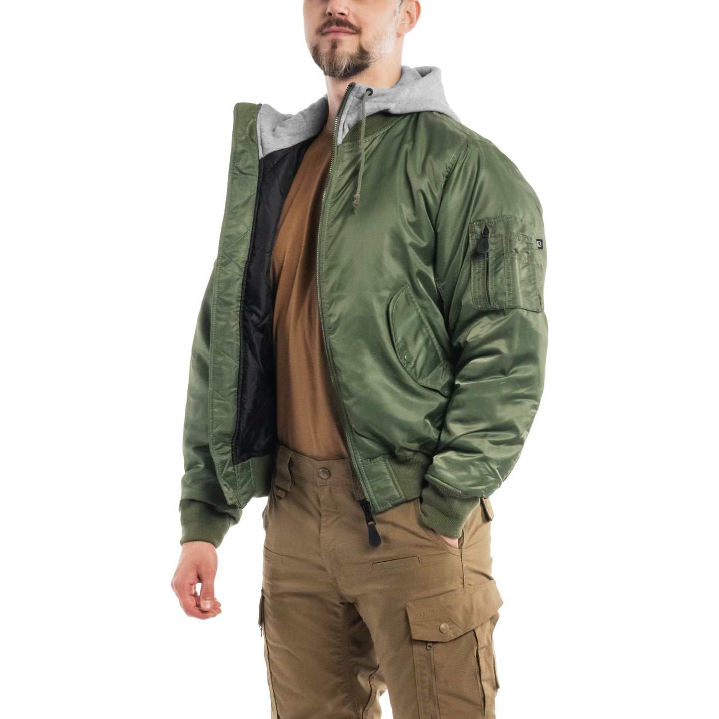 Kurtka Brandit MA1 Sweat Hooded Jacket - Olive/Grey