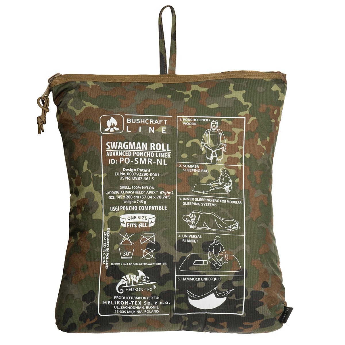 Ponczo Helikon Swagman Roll Climashield Apex z funkcją śpiwora - Flecktarn