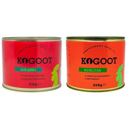 Żywność konserwowana Kogoot - Gołąbki 510 g, Kurczak w ziołach prowansalskich 545 g