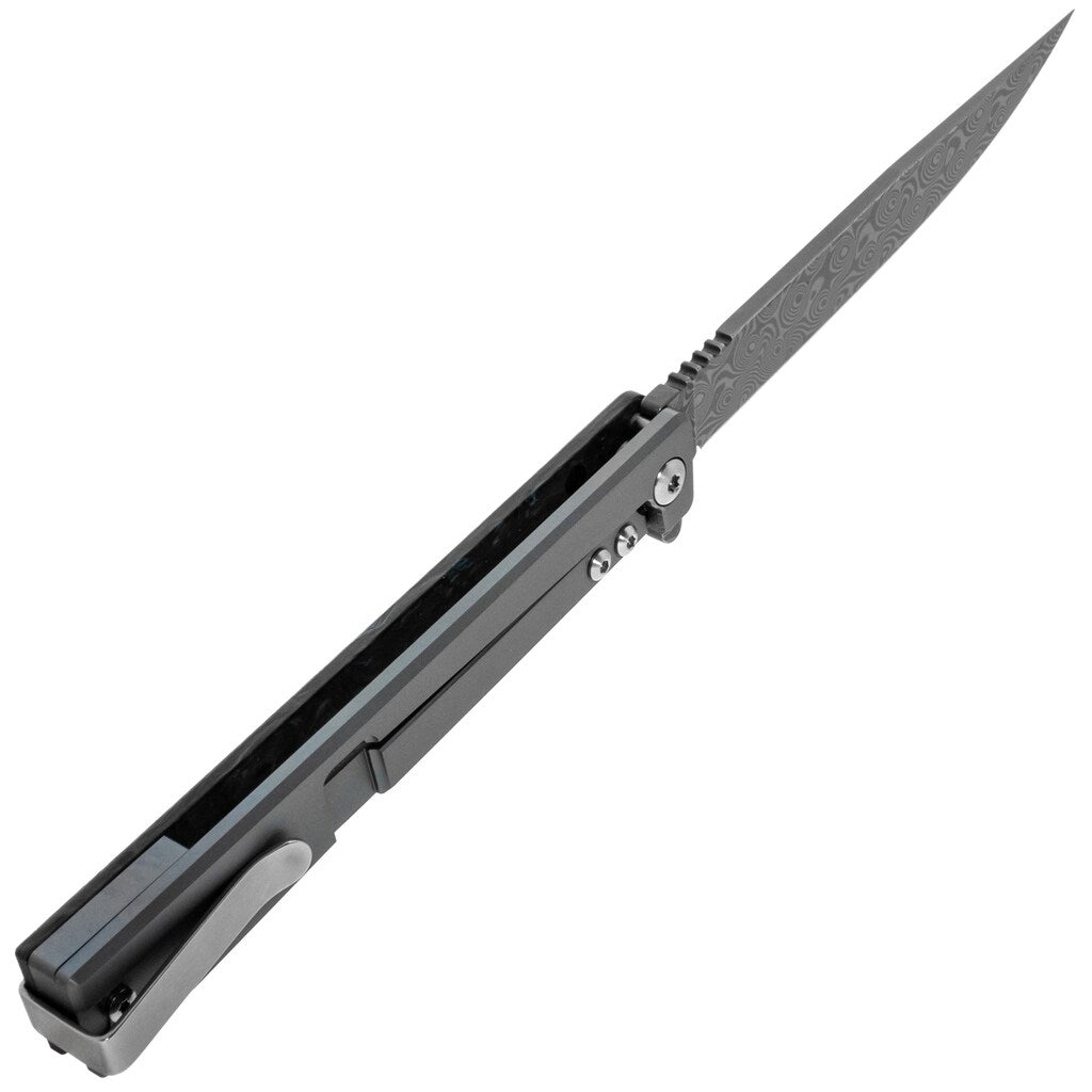 Nóż składany Ocaso Solstice Damascus Fat Carbon - Dark Matter Blue