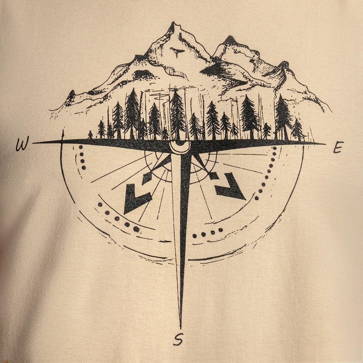 Koszulka T-shirt TigerWood Róża Wiatrów - Piaskowa