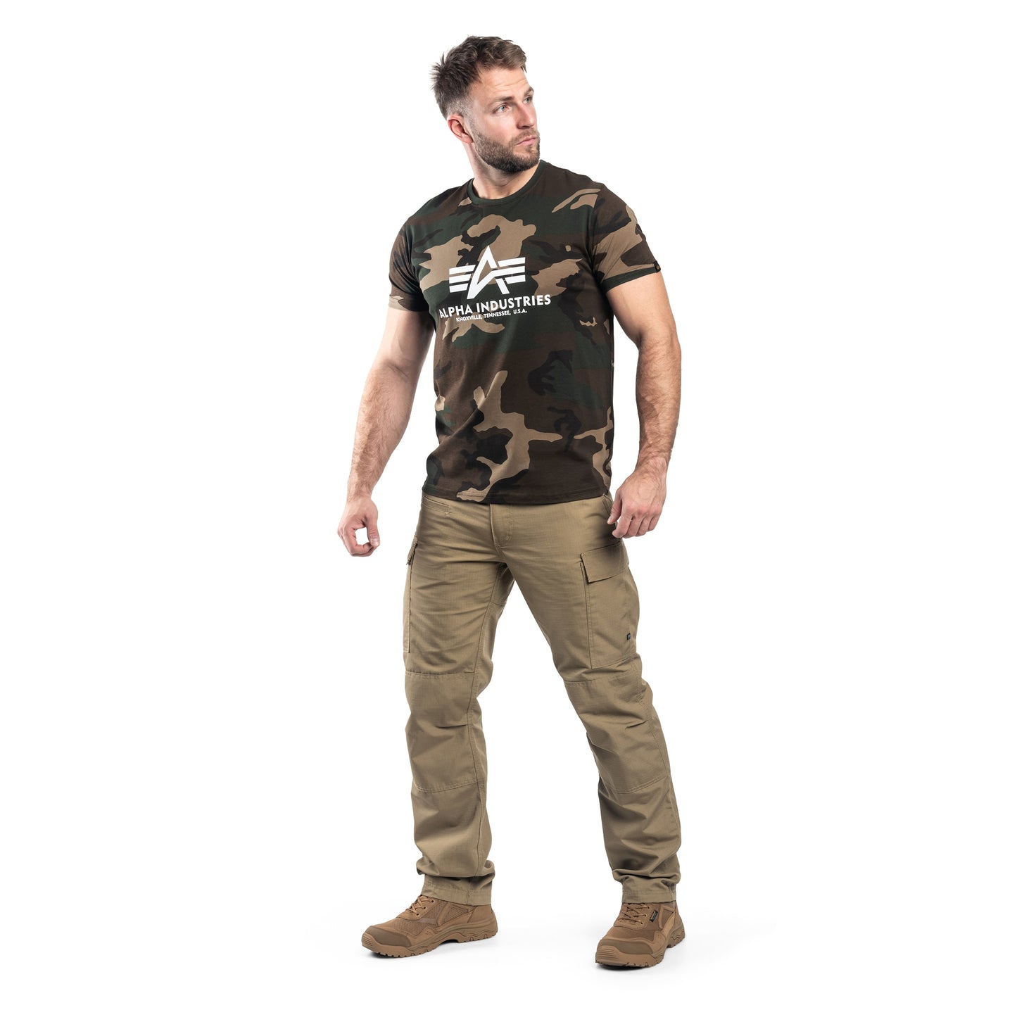 Koszulka T-shirt Alpha Industries Basic - Woodland Camo 65
