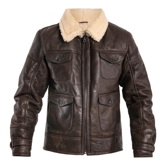 Kurtka skórzana Mil-Tec US Navy A4 Sheepskin - Brown