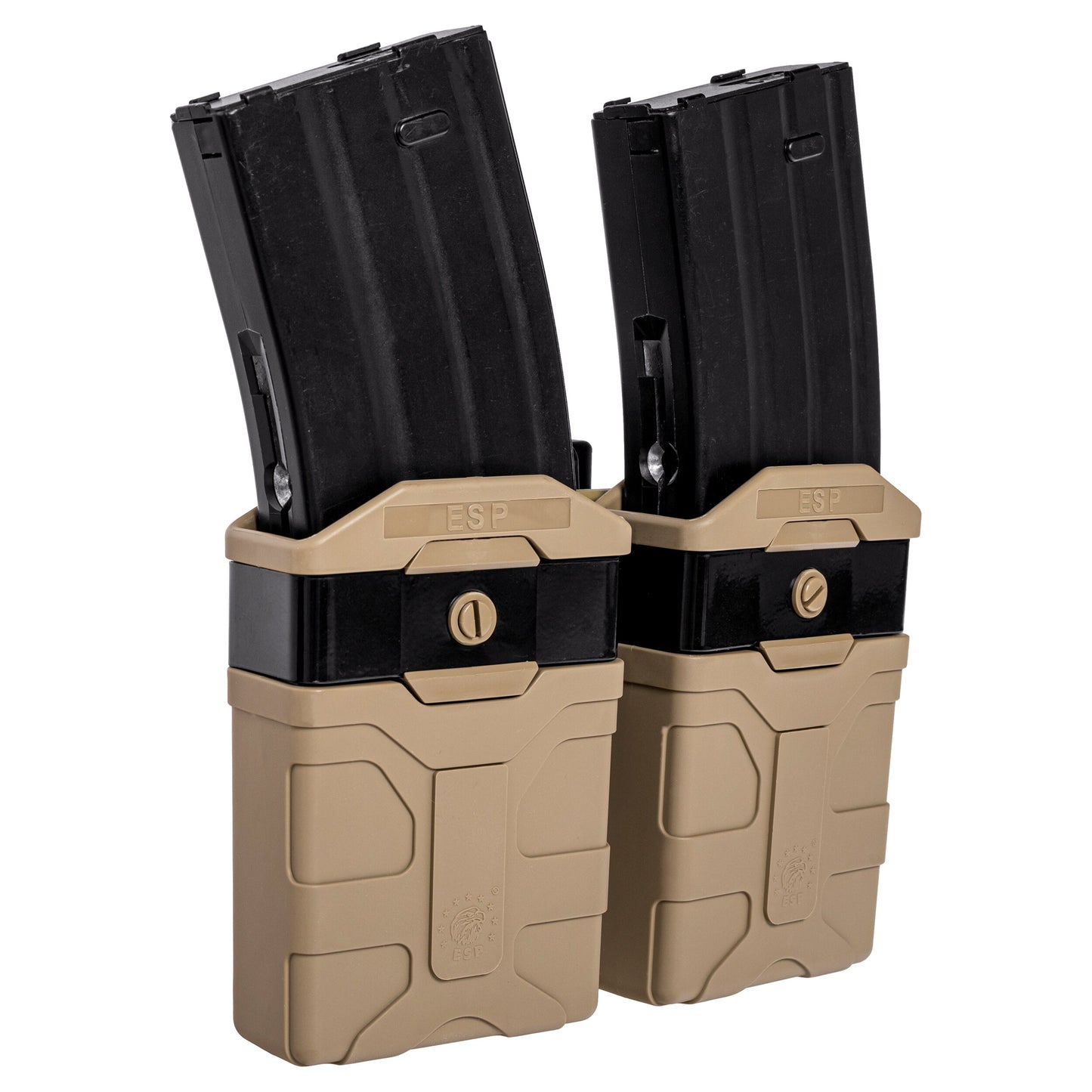 Podwójna ładownica obrotowa ESP z montażem UBC-08 na magazynki AR-15 - Khaki