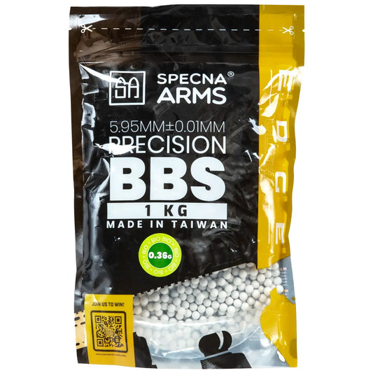 Kulki precyzyjne ASG Specna Arms Edge Ultra Bio 0,36 g 1 kg - Białe