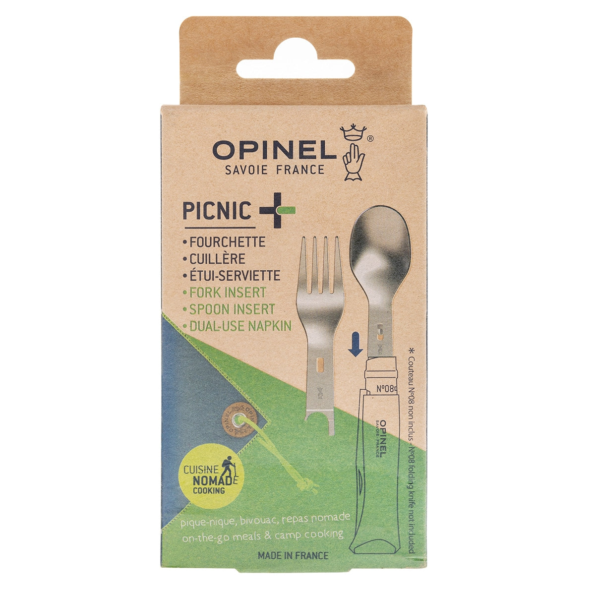 Zestaw sztućców Opinel Nomad Plus Picnic do noża No.08