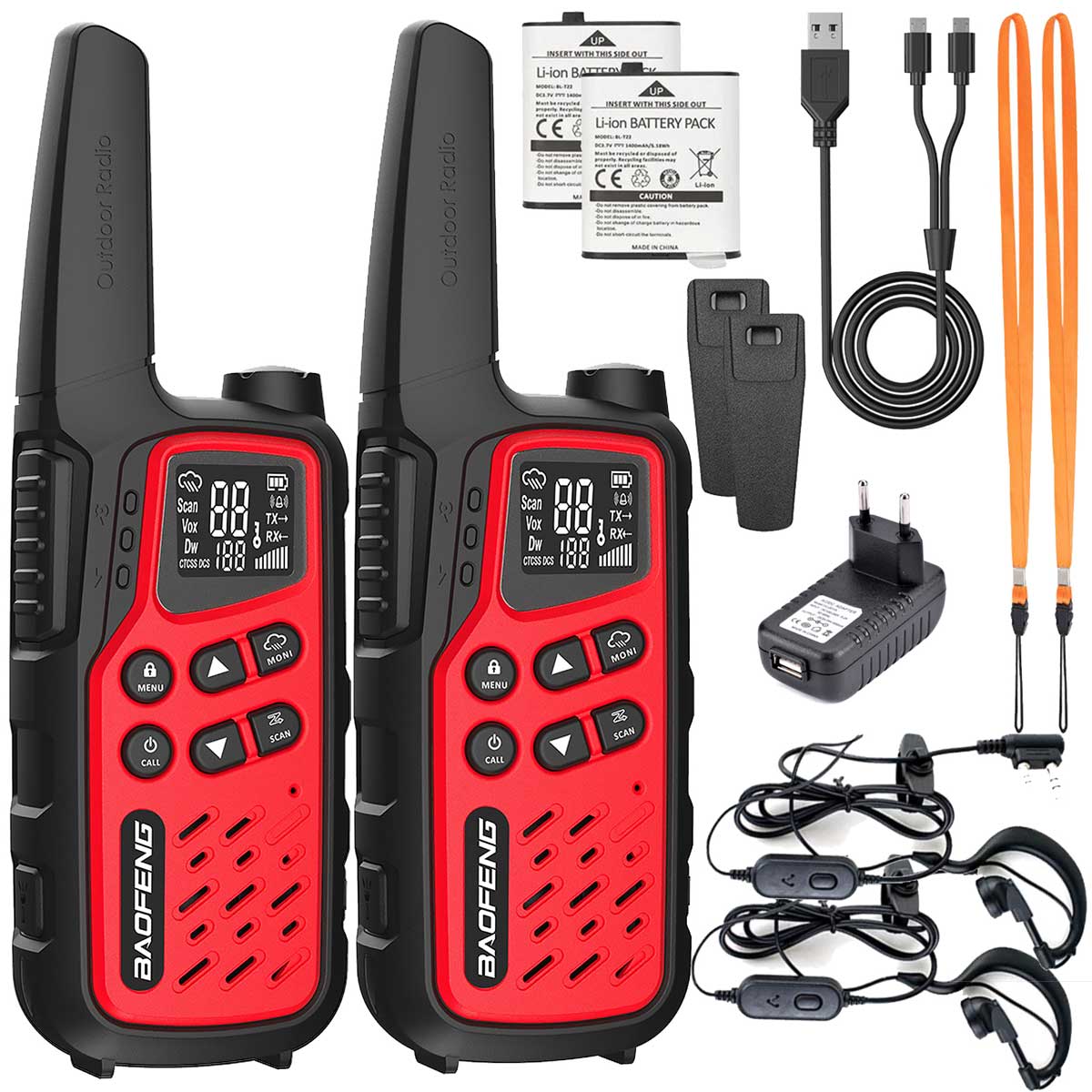 Radiotelefon Baofeng BF-T25E PMR 2 szt. - Red
