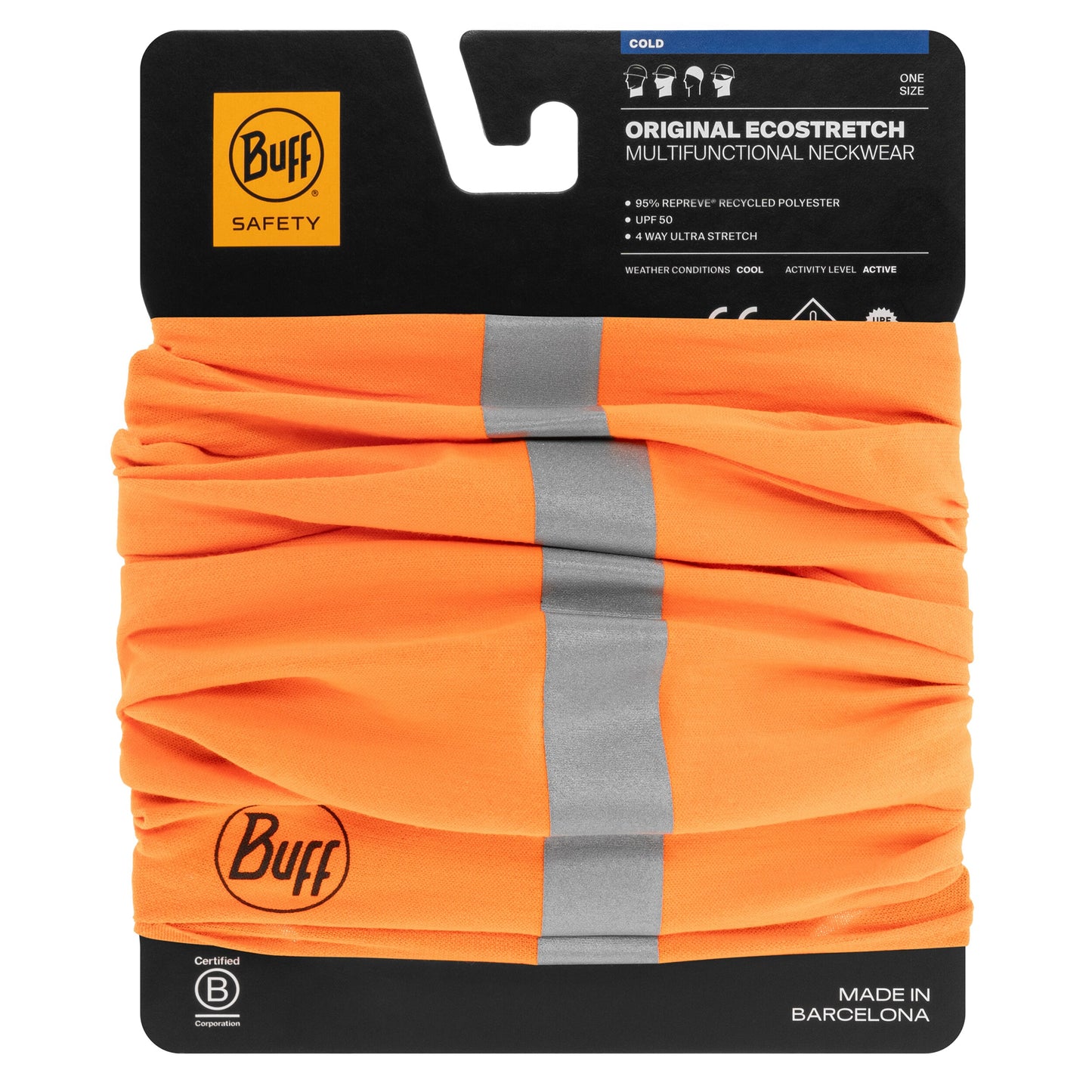 Chusta ochronna Buff Safety Original Ecostretch Reflective - Orange Fluor