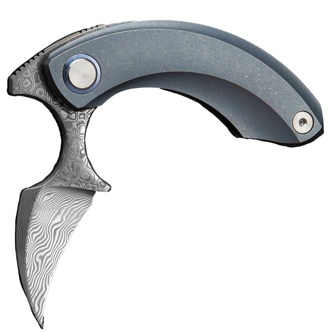 Nóż składany Bestech Knives Strelit - Damascus/Blue Titanium
