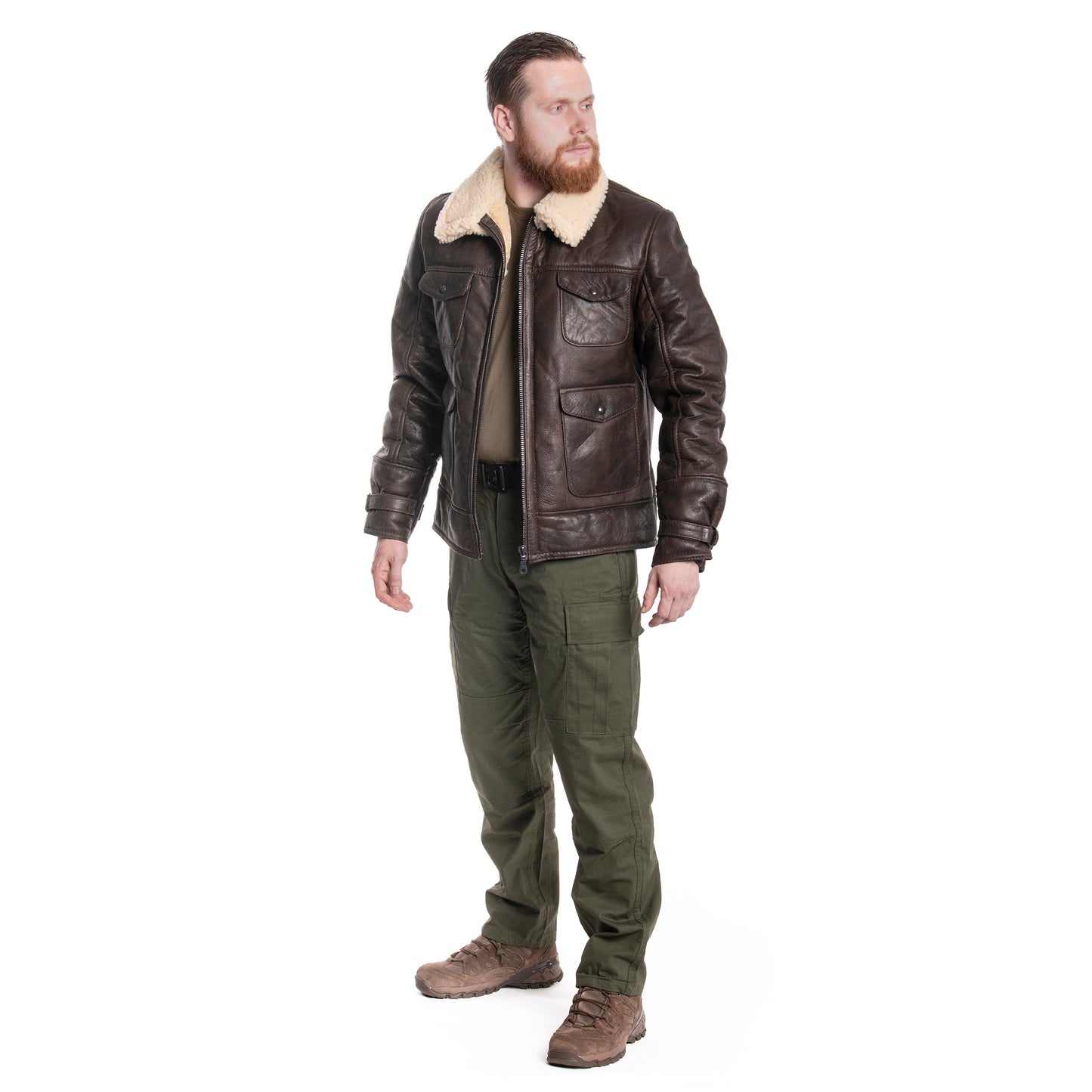Kurtka skórzana Mil-Tec US Navy A4 Sheepskin - Brown