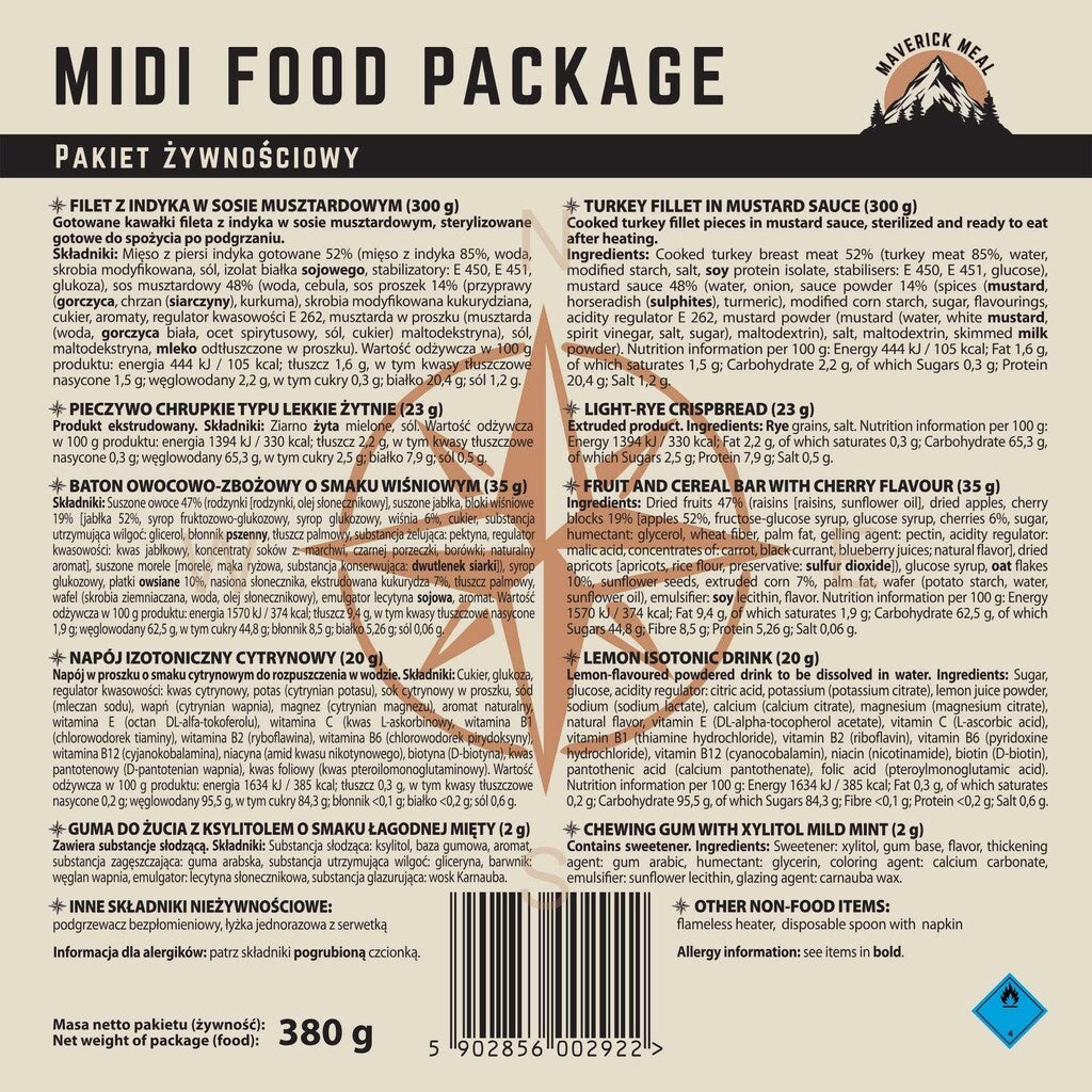 Racja żywnościowa Maverick Food Midi Filet z indyka w sosie musztardowym - 380 g