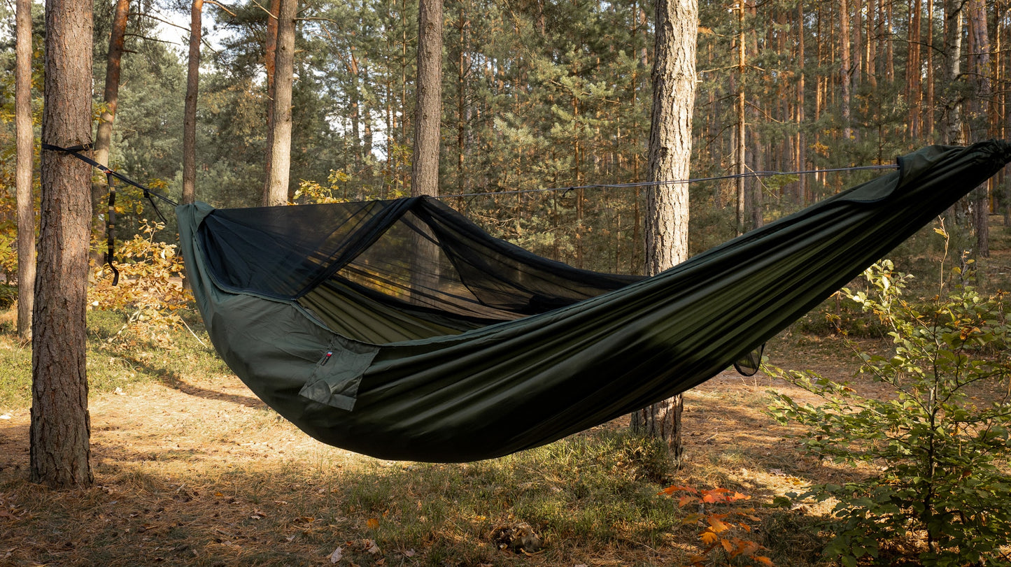 Hamak ultralekki TigerWood Ważka V2 Long Pocket Green - z moskitierą