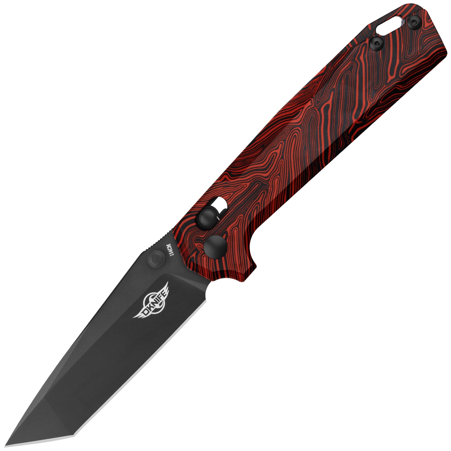 Nóż składany Oknife Rubato Damascus G10 Black/Red - stal nierdzewna 154CM