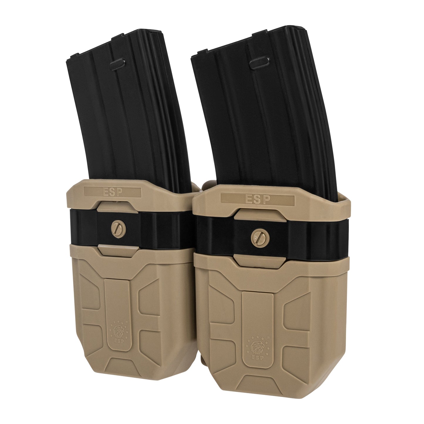 Podwójna ładownica obrotowa ESP z montażem UBC-02 na magazynki AK - Khaki