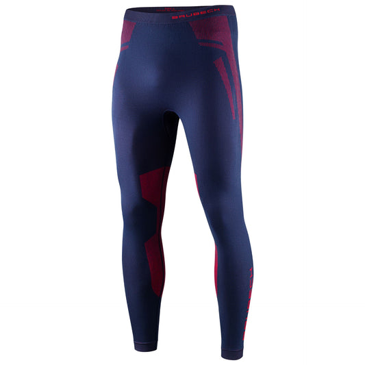 Legginsy termoaktywne męskie Brubeck Dry - Granatowe/Czerwone
